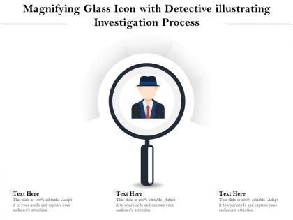 Magnifying glass icon with detective illustrating investigation process