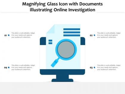 Magnifying glass icon with documents illustrating online investigation