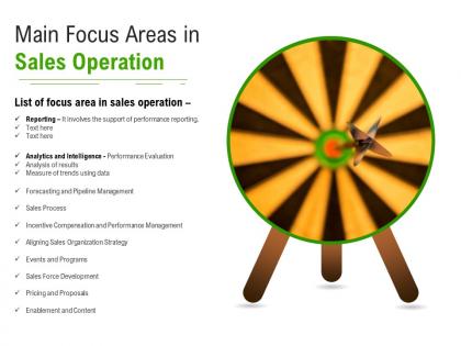 Main focus areas in sales operation