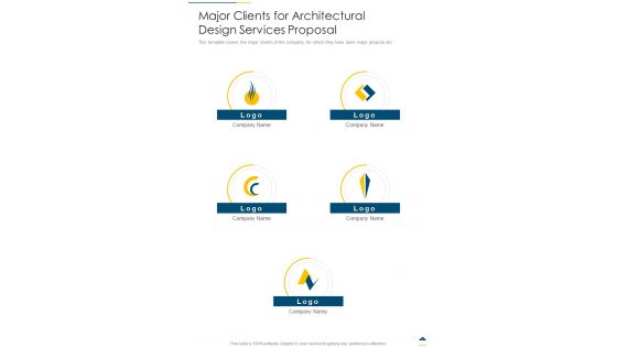 Major Clients For Architectural Design Services Proposal One Pager Sample Example Document