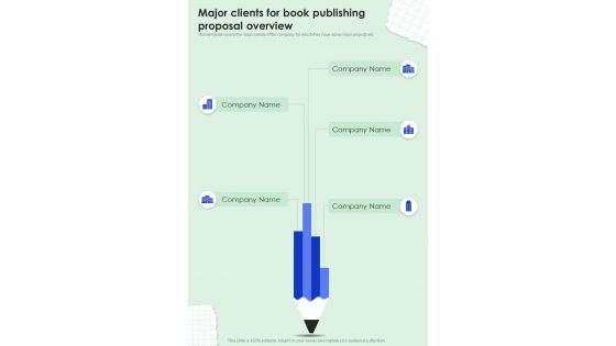 Major Clients For Book Publishing Proposal Overview One Pager Sample Example Document