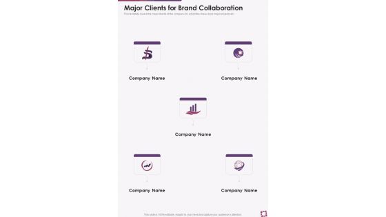 Major Clients For Brand Collaboration One Pager Sample Example Document