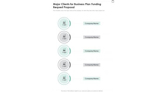 Major Clients For Business Plan Funding Request Proposal One Pager Sample Example Document