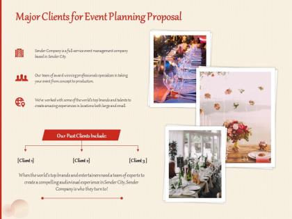 Major clients for event planning proposal ppt powerpoint presentation infographic