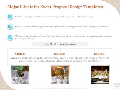 Major clients for event proposal design templates ppt file design