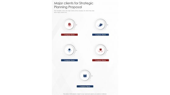 Major Clients For Strategic Planning Proposal One Pager Sample Example Document