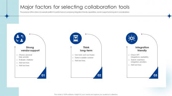 Major Factors For Selecting Collaboration Tools
