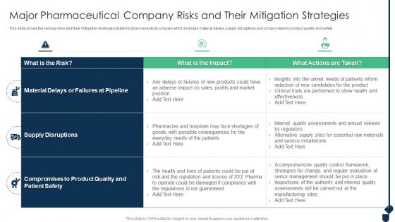 Major Pharmaceutical Company Risks And Their Mitigation Achieving Sustainability Evolving