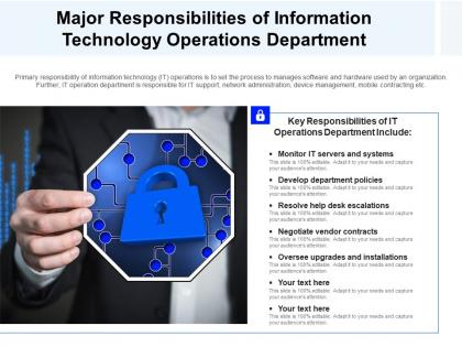 Major responsibilities of information technology operations department