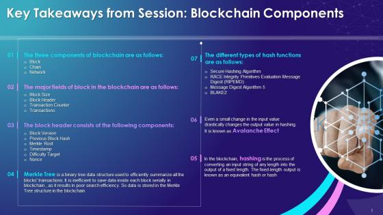 Major Takeaways From Blockchain Components Session Training Ppt