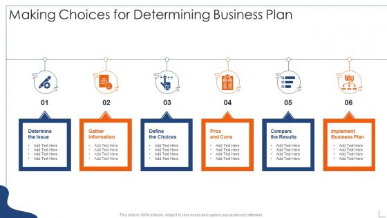 Making choices for determining business plan