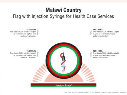 Malawi country flag with injection syringe for health case services