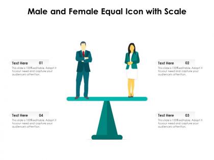 Male and female equal icon with scale