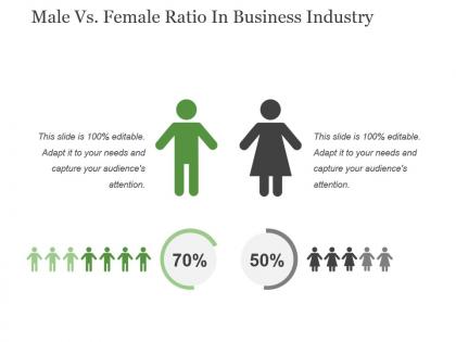 Male vs female ratio in business industry powerpoint slide ideas