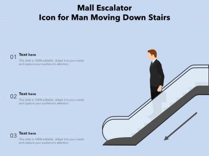 Mall escalator icon for man moving down stairs