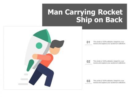 Man carrying rocket ship on back