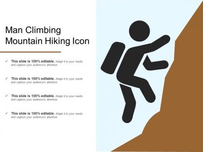 Man climbing mountain hiking icon