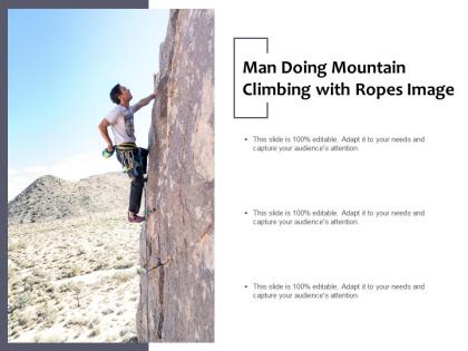 Man doing mountain climbing with ropes image