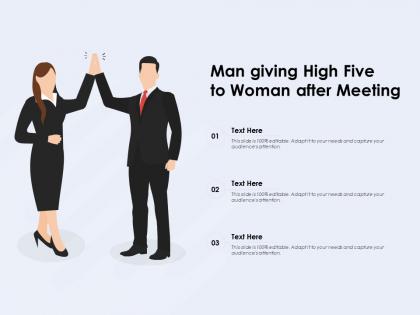 Man giving high five to woman after meeting