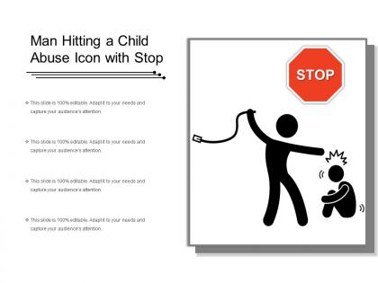 Man hitting a child abuse icon with stop