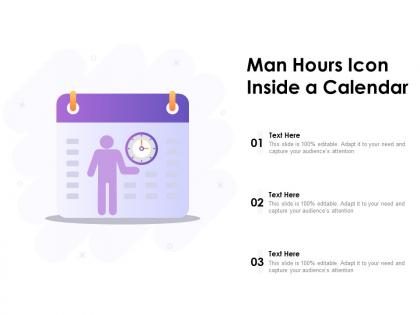 Man hours icon inside a calendar