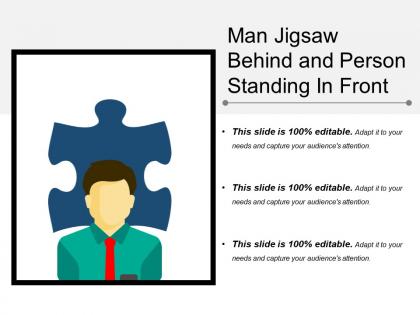 Man jigsaw behind and person standing in front
