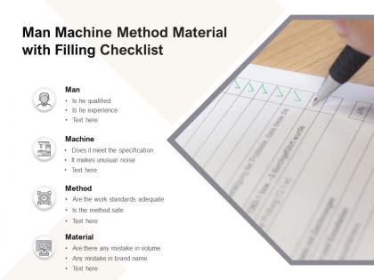 Man machine method material with filling checklist