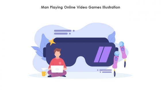 Man Playing Online Video Games Illustration