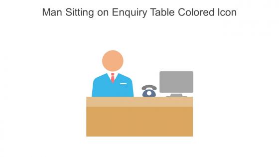 Man Sitting On Enquiry Table Colored Icon In Powerpoint Pptx Png And Editable Eps Format