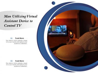 Man utilizing virtual assistant device to control tv