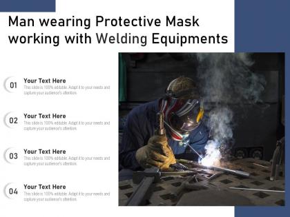 Man wearing protective mask working with welding equipments