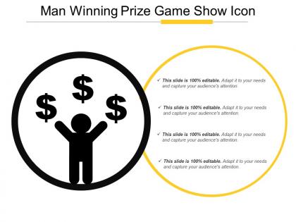 Man winning prize game show icon