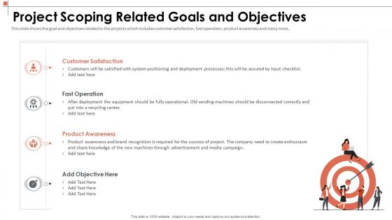 Manage the project scoping to describe the major deliverables related goals and objectives
