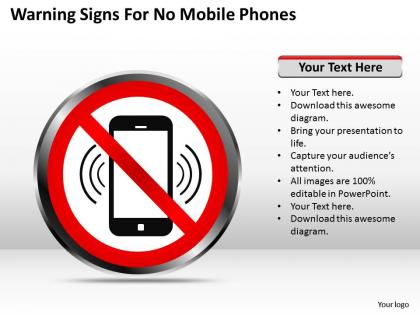 Management consultant warning signs for no mobile phones powerpoint templates 0528