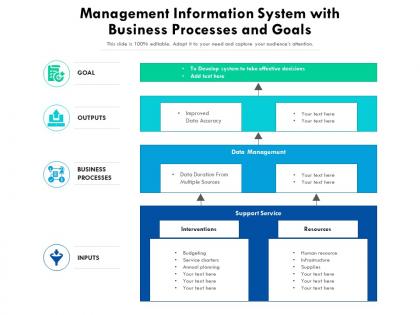 Management information system with business processes and goals