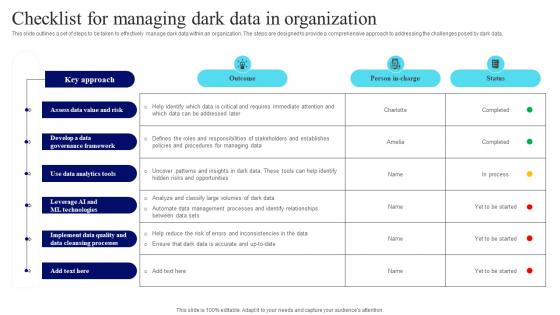 Management Of Redundant Data Checklist For Managing Dark Data
