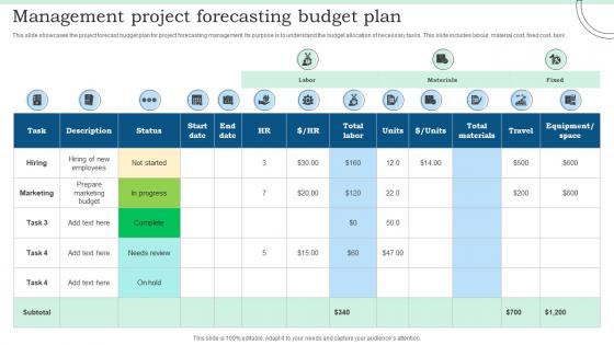 Management Project Forecasting Budget Plan