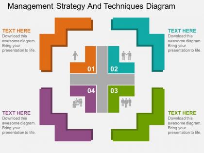 Management strategy and techniques diagram flat powerpoint design