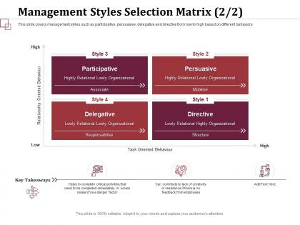 Management styles selection matrix danger factor ppt powerpoint styles