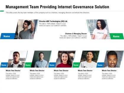Management team providing internet governance solution adapt ppt powerpoint presentation show