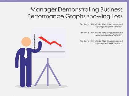 Manager demonstrating business performance graphs showing loss