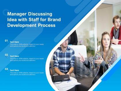 Manager discussing idea with staff for brand development process