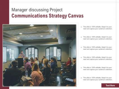 Manager discussing project communications strategy canvas