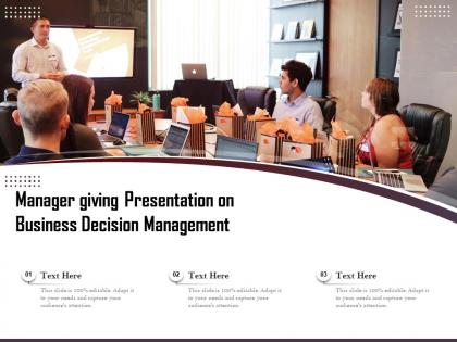 Manager giving presentation on business decision management