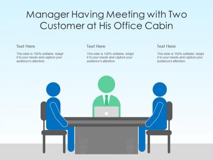 Manager having meeting with two customer at his office cabin