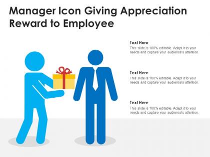 Manager icon giving appreciation reward to employee