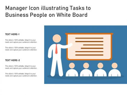 Manager icon illustrating tasks to business people on white board