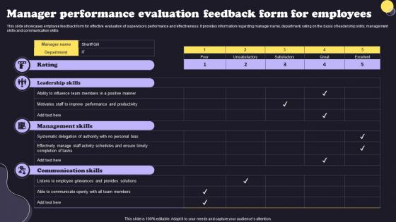 Manager Performance Evaluation Feedback Form For Employees
