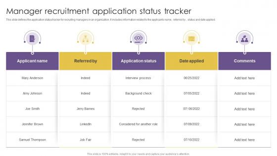 Manager Recruitment Application Status Tracker