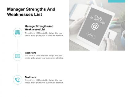 Manager strengths and weaknesses list ppt powerpoint presentation model gallery cpb